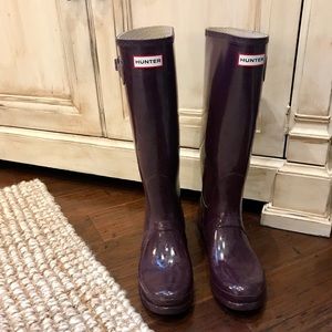 Hunter Boots sz 10 Glossy Eggplant